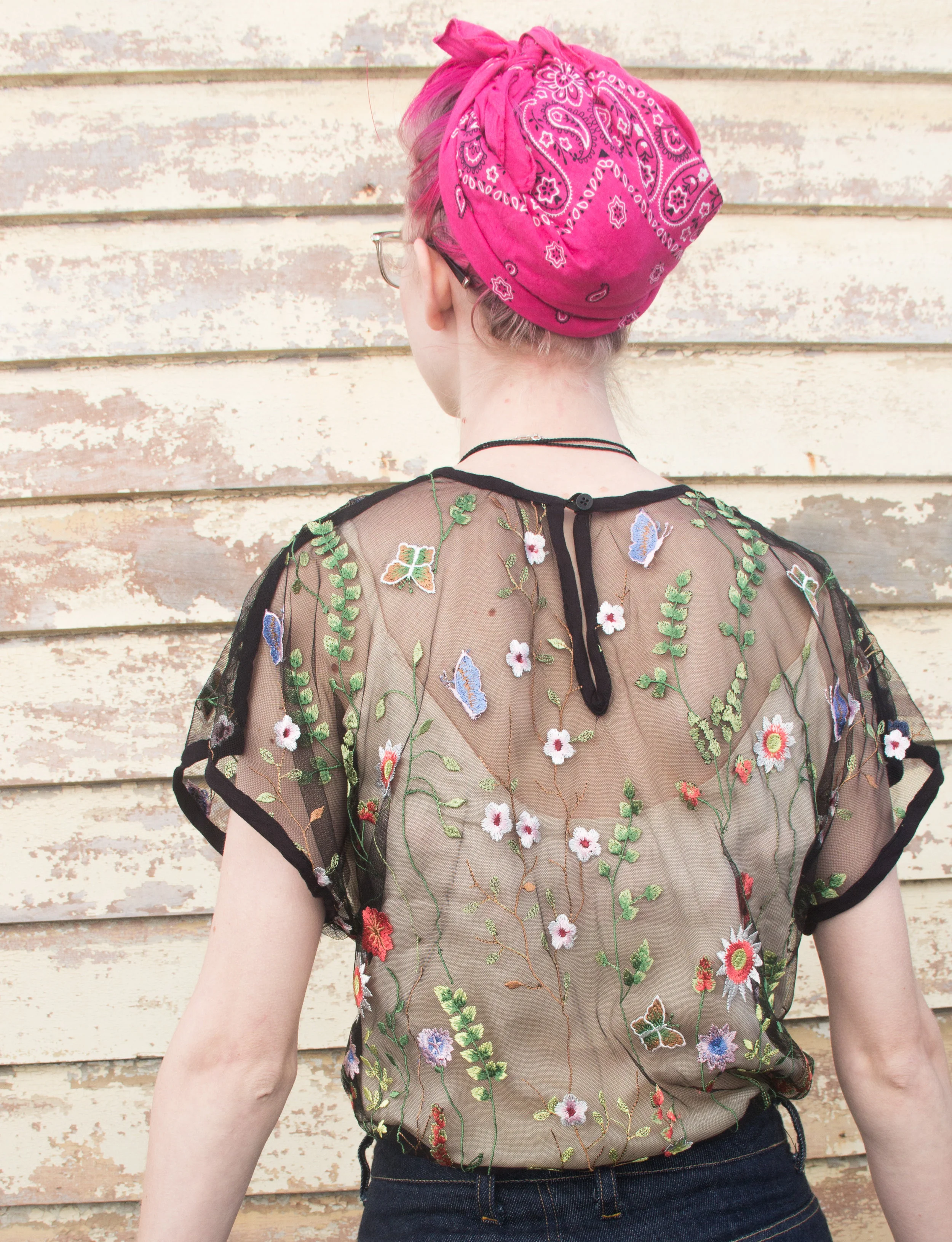 【新品】Hella tulle embroidery shirt アイボリー Embroidered Tulle Cut-On Sleeve Shirt — Kat Makes